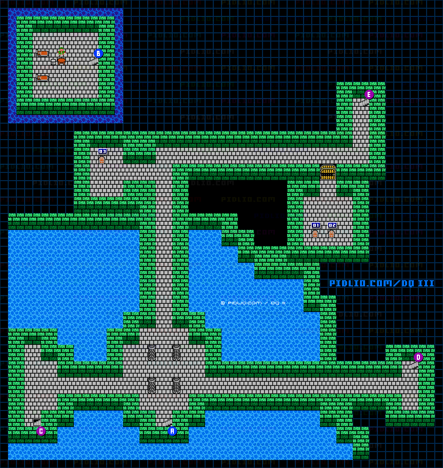 ナジミの塔B1のマップ画像 ／ FC版ドラゴンクエストIII攻略 ─ pidlio.com