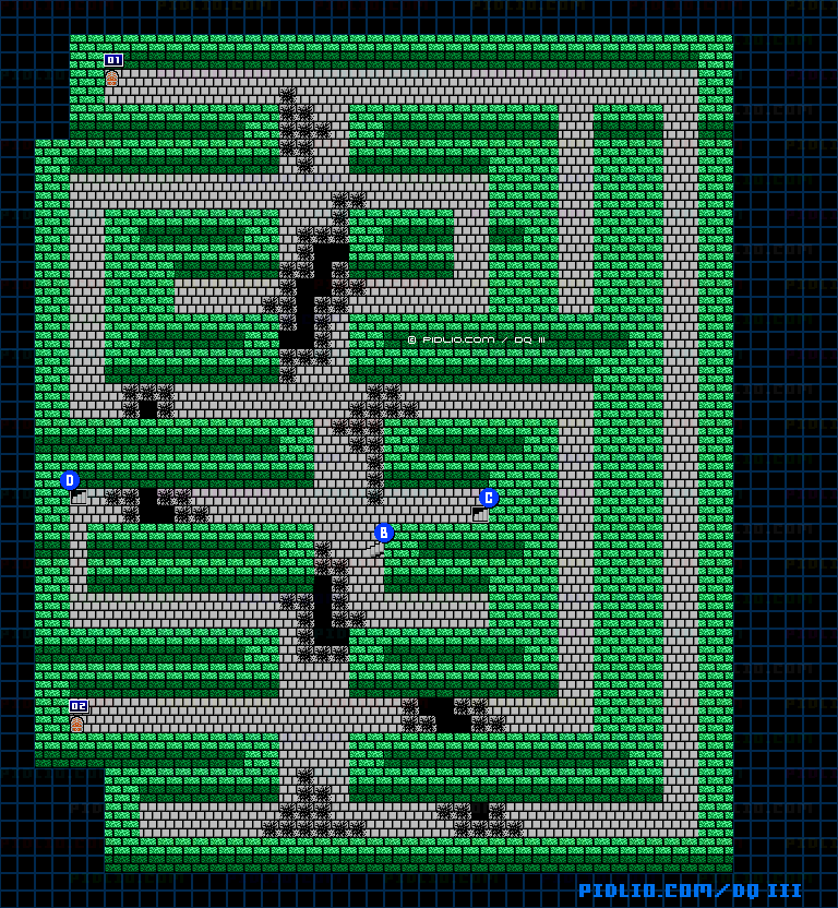 いざないの洞窟B2のマップ画像 ／ FC版ドラゴンクエストIII攻略 ─ pidlio.com