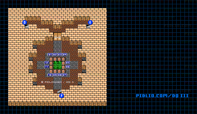 ピラミッド4Fのマップ画像 ／ FC版ドラゴンクエストIII攻略 ─ pidlio.com