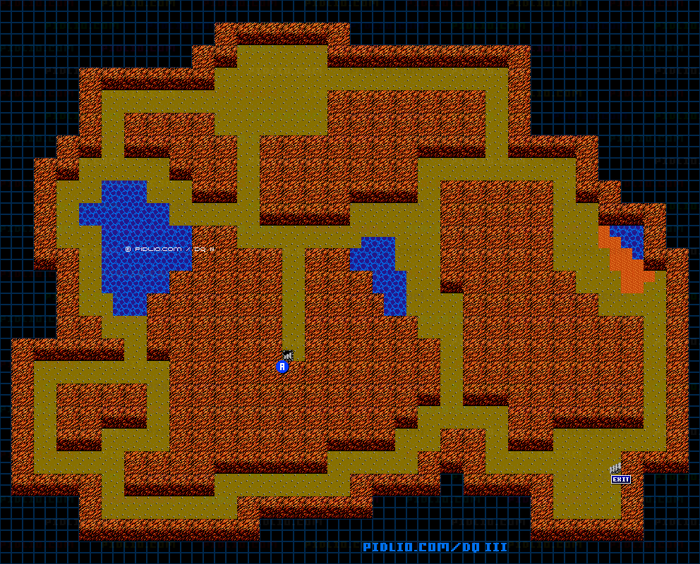 サマンオサ南の洞窟B1のマップ画像 ／ FC版ドラゴンクエストIII攻略 ─ pidlio.com