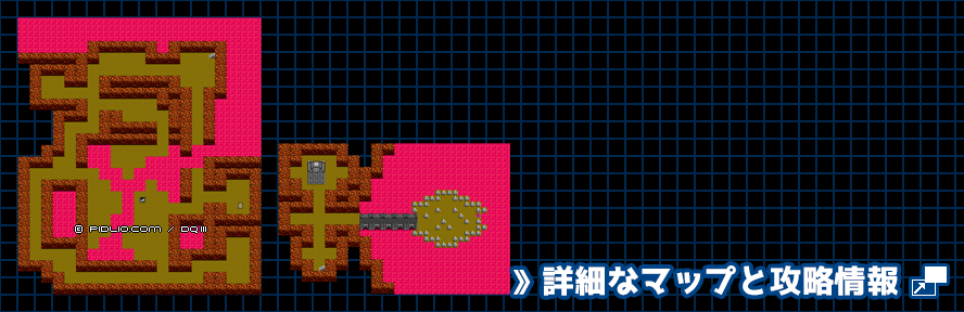 ジパングの洞窟の簡易マップ画像 ／ FC版ドラゴンクエスト3攻略 ─ pidlio.com