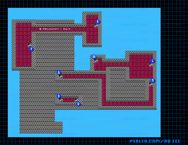 バラモス城2Fのマップ画像 ／ FC版ドラゴンクエストIII攻略 ─ pidlio.com