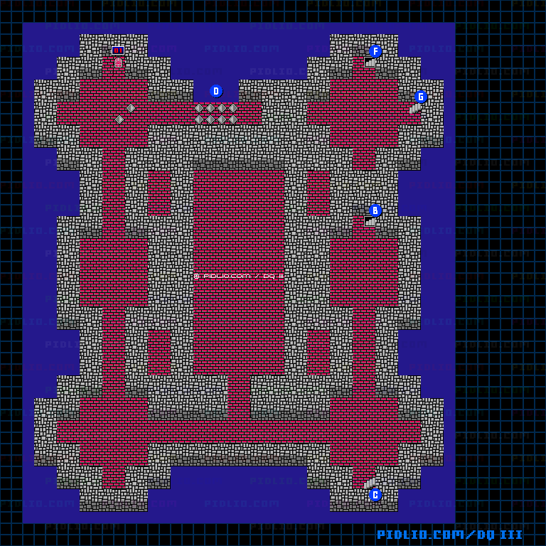 ルビスの塔3Fのマップ画像 ／ FC版ドラゴンクエストIII攻略 ─ pidlio.com