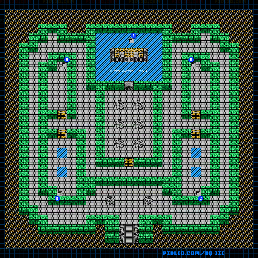 ゾーマの城1Fのマップ画像 ／ FC版ドラゴンクエストIII攻略 ─ pidlio.com