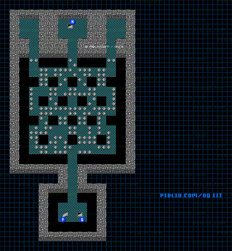 ゾーマの城B2のマップ画像 ／ FC版ドラゴンクエストIII攻略 ─ pidlio.com