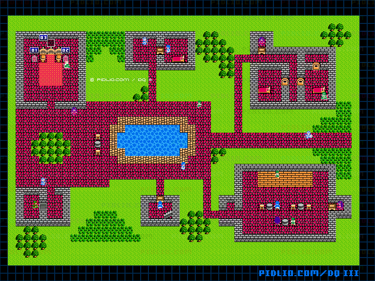 新しい町（～バーク）・最終段階のマップ画像 ／ FC版ドラゴンクエストIII攻略 ─ pidlio.com