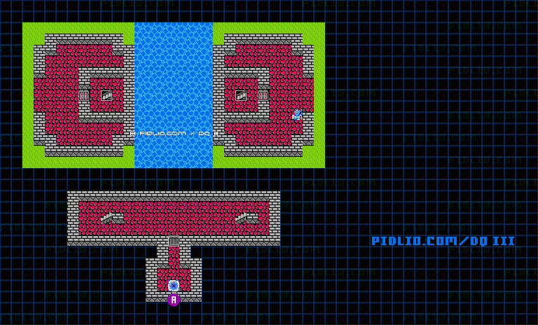 ロマリアの関所のマップ画像 ／ FC版ドラゴンクエストIII攻略 ─ pidlio.com