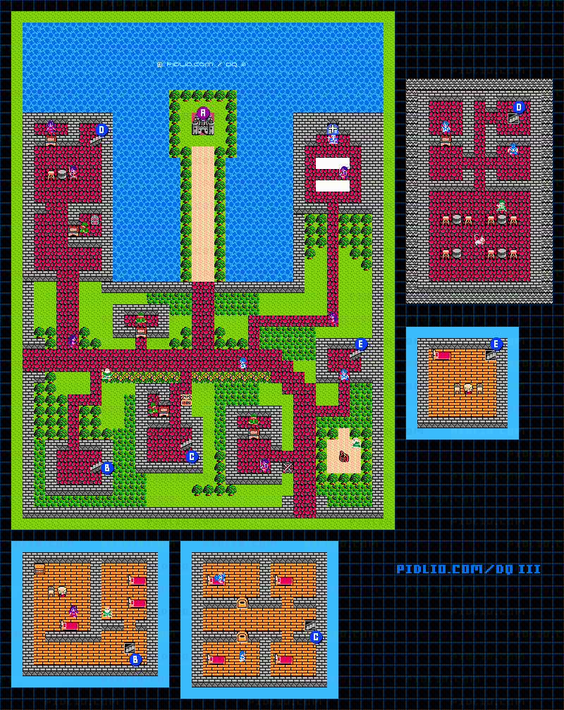 イシス西のほこら（旅人のほこら）のマップ画像 ／ FC版ドラゴンクエストIII攻略 ─ pidlio.com