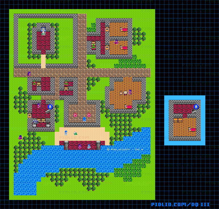 バハラタの町のマップ画像 ／ FC版ドラゴンクエストIII攻略 ─ pidlio.com