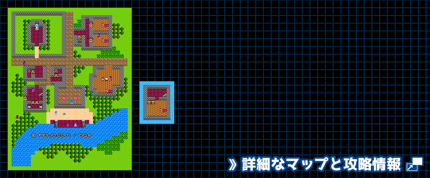 バハラタの町の簡易マップ画像 ／ FC版ドラゴンクエスト3攻略 ─ pidlio.com