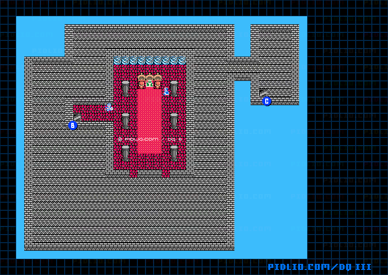 エジンベアの城2Fのマップ画像 ／ FC版ドラゴンクエストIII攻略 ─ pidlio.com