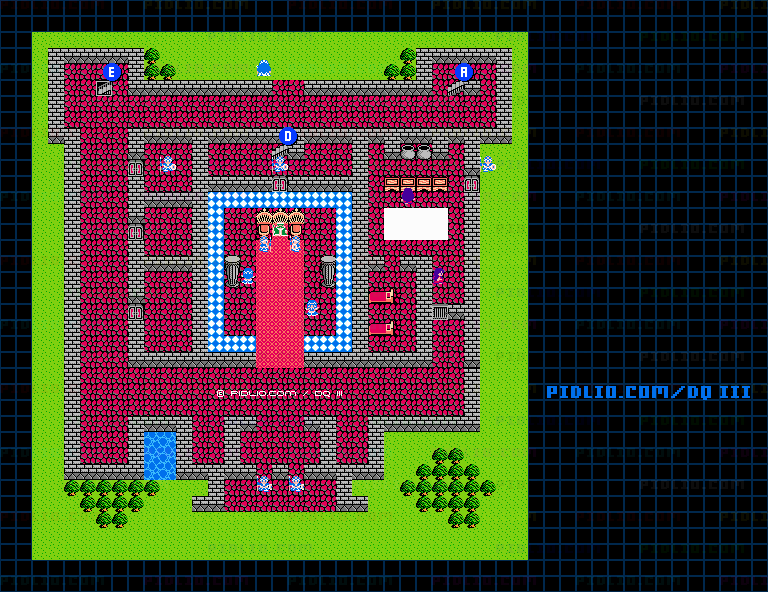 サマンオサの城1Fのマップ画像 ／ FC版ドラゴンクエストIII攻略 ─ pidlio.com