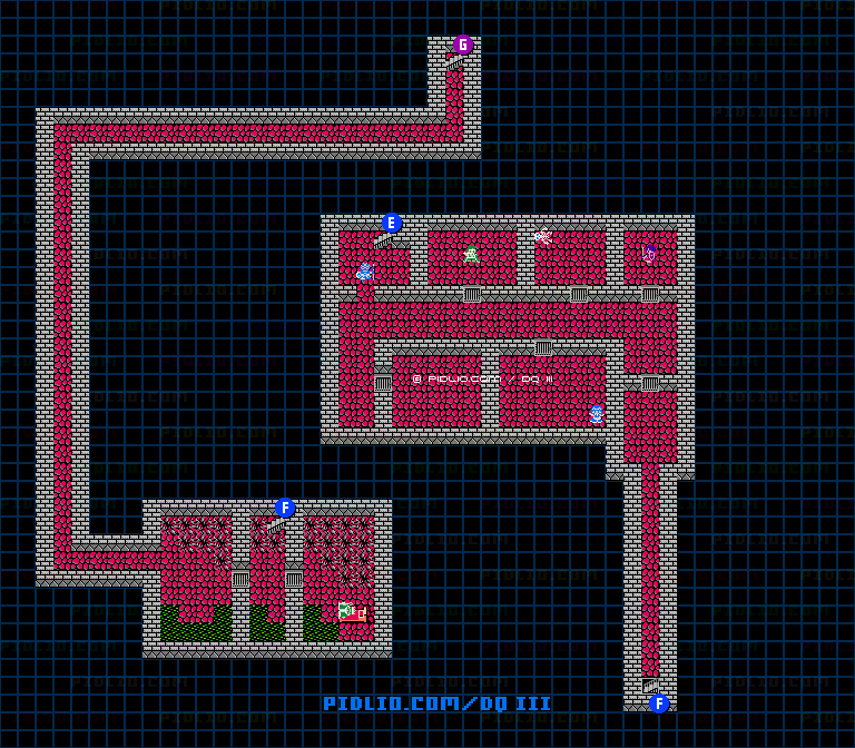 サマンオサの城・地下牢のマップ画像 ／ FC版ドラゴンクエストIII攻略 ─ pidlio.com