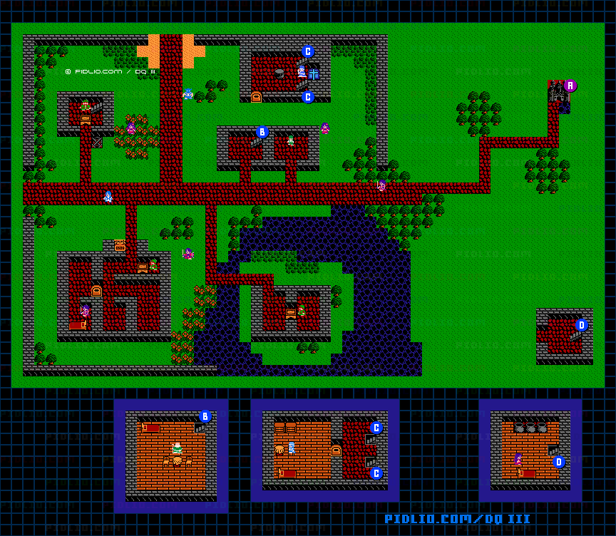 ラダトームの町のマップ画像 ／ FC版ドラゴンクエストIII攻略 ─ pidlio.com