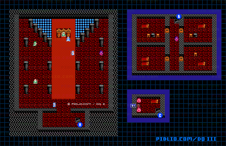 ラダトームの城2Fのマップ画像 ／ FC版ドラゴンクエストIII攻略 ─ pidlio.com