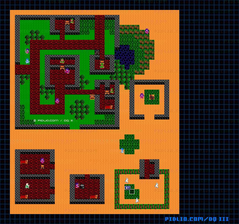 ドムドーラの町のマップ画像 ／ FC版ドラゴンクエストIII攻略 ─ pidlio.com