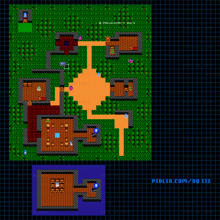 マイラの村のマップ画像 ／ FC版ドラゴンクエストIII攻略 ─ pidlio.com