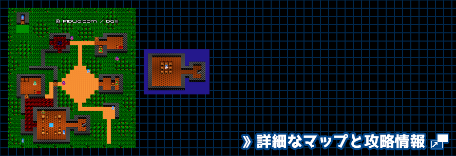 マイラの村の簡易マップ画像 ／ FC版ドラゴンクエスト3攻略 ─ pidlio.com