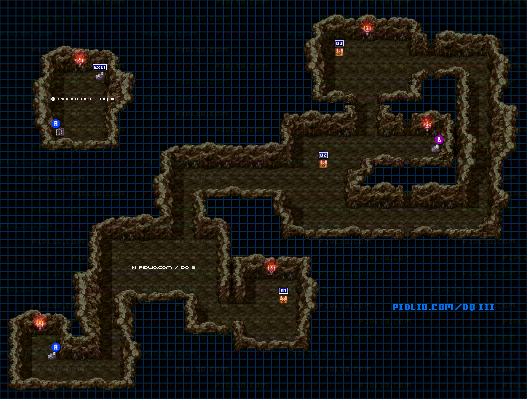 岬の洞窟のマップ画像 ／ SFC版ドラゴンクエスト3攻略 ─ pidlio.com