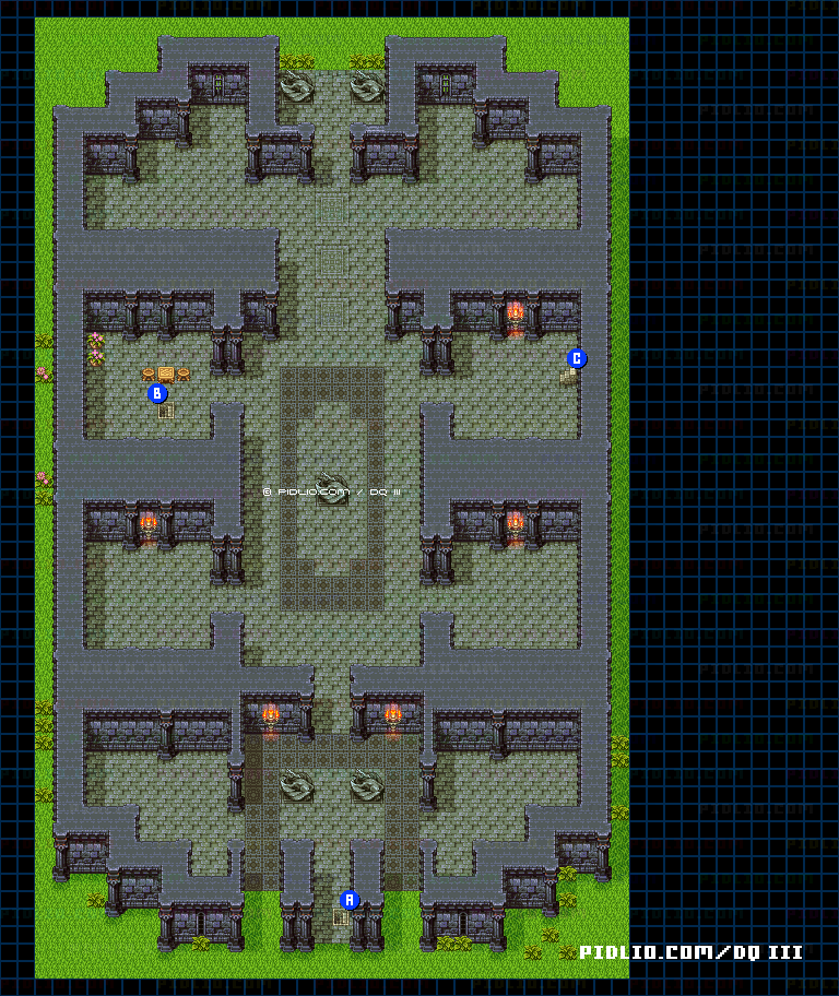 ナジミの塔・1階のマップ画像 ／ SFC版ドラゴンクエスト3攻略 ─ pidlio.com