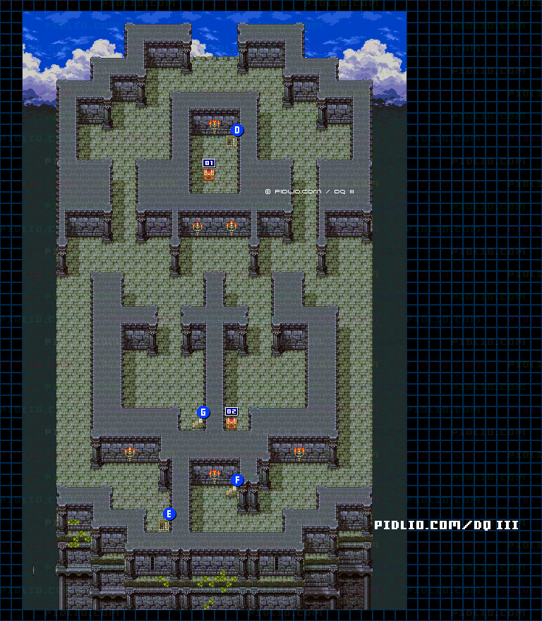 ナジミの塔・3階のマップ画像 ／ SFC版ドラゴンクエスト3攻略 ─ pidlio.com