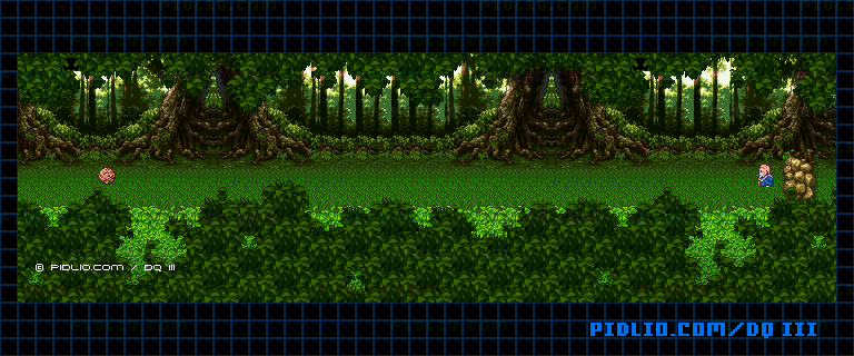 性格診断「森での岩押し」のマップ画像 ／ SFC版ドラゴンクエスト3攻略 ─ pidlio.com