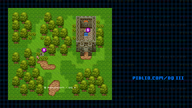 レーべ南の森のマップ画像 ／ SFC版ドラゴンクエスト3攻略 ─ pidlio.com