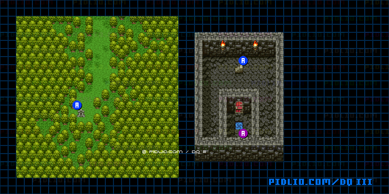 ロマリア南のほこらのマップ画像 ／ SFC版ドラゴンクエスト3攻略 ─ pidlio.com