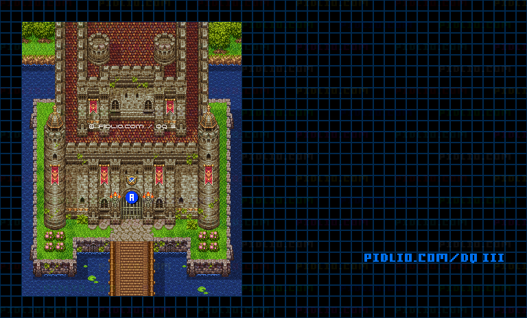 アリアハンの城・外観のマップ画像 ／ SFC版ドラゴンクエスト3攻略 ─ pidlio.com