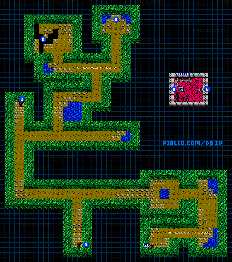 古井戸の底B1のマップ画像 ／ FC版ドラゴンクエストIV攻略 ─ pidlio.com