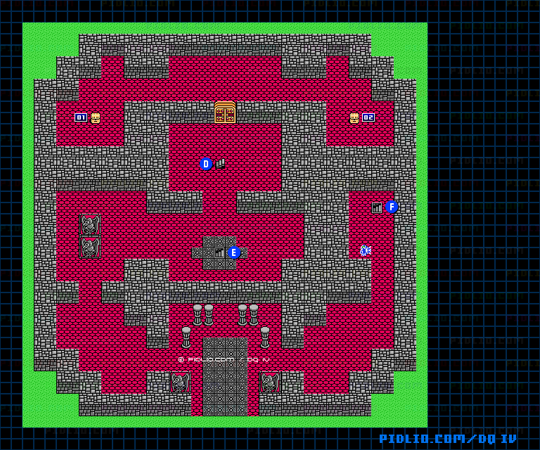 湖の塔1Fのマップ画像 ／ FC版ドラゴンクエストIV攻略 ─ pidlio.com