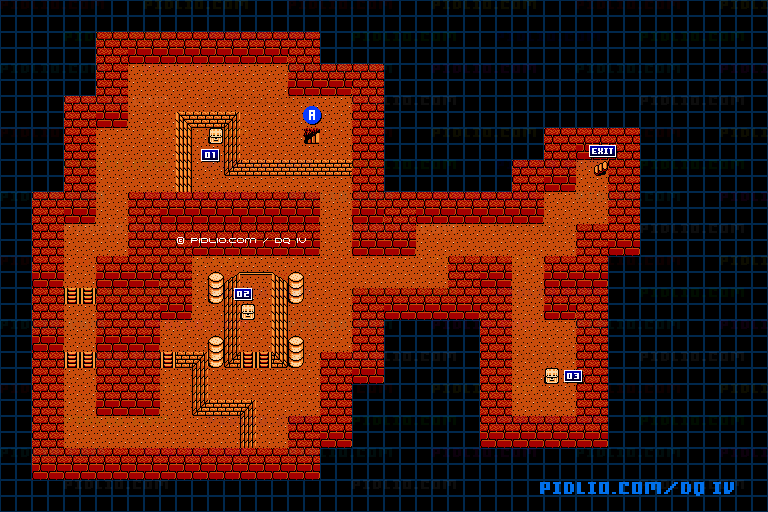 フレノール南の洞窟B1のマップ画像 ／ FC版ドラゴンクエストIV攻略 ─ pidlio.com