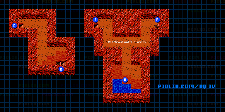 レイクナバ北の洞窟B3のマップ画像 ／ FC版ドラゴンクエストIV攻略 ─ pidlio.com