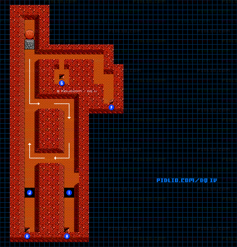 レイクナバ北の洞窟B4のマップ画像 ／ FC版ドラゴンクエストIV攻略 ─ pidlio.com