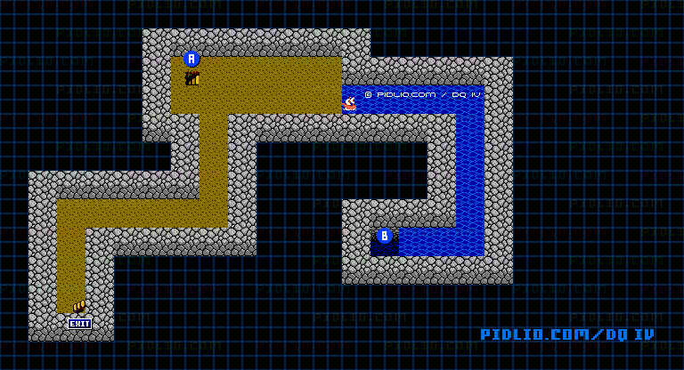女神像の洞窟B1のマップ画像 ／ FC版ドラゴンクエストIV攻略 ─ pidlio.com