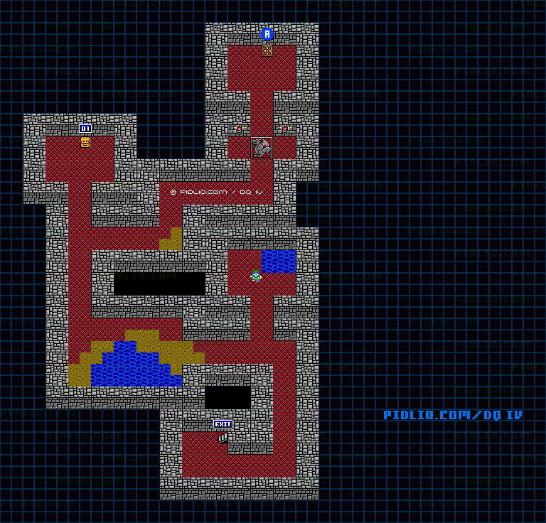 コーミズ西の洞窟B1のマップ画像 ／ FC版ドラゴンクエストIV攻略 ─ pidlio.com