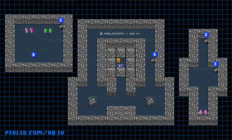 裏切りの洞窟B3のマップ画像 ／ FC版ドラゴンクエストIV攻略 ─ pidlio.com