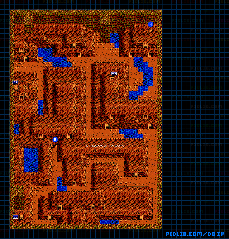 ガーデンブルグ南東の洞窟のマップ画像 ／ FC版ドラゴンクエストIV攻略 ─ pidlio.com