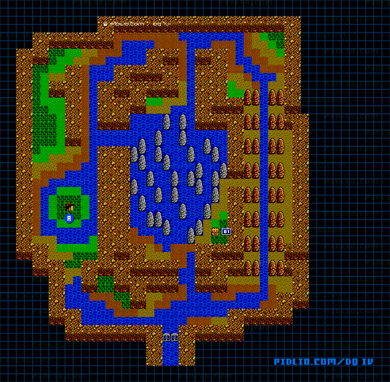 海鳴りのほこら1Fのマップ画像 ／ FC版ドラゴンクエストIV攻略 ─ pidlio.com