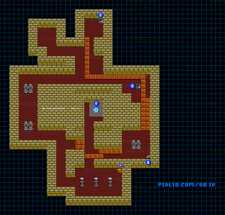 王家の墓B1のマップ画像 ／ FC版ドラゴンクエストIV攻略 ─ pidlio.com