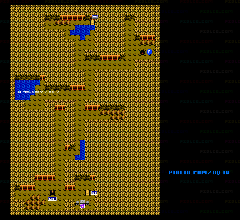 アッテムト鉱山（第5章）B1のマップ画像 ／ FC版ドラゴンクエストIV攻略 ─ pidlio.com