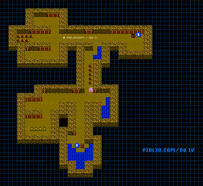 アッテムト鉱山（第5章）B2のマップ画像 ／ FC版ドラゴンクエストIV攻略 ─ pidlio.com
