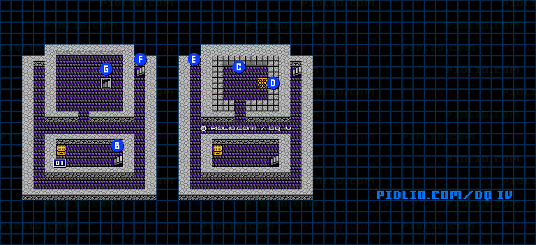 角笛のほこらB2のマップ画像 ／ FC版ドラゴンクエストIV攻略 ─ pidlio.com