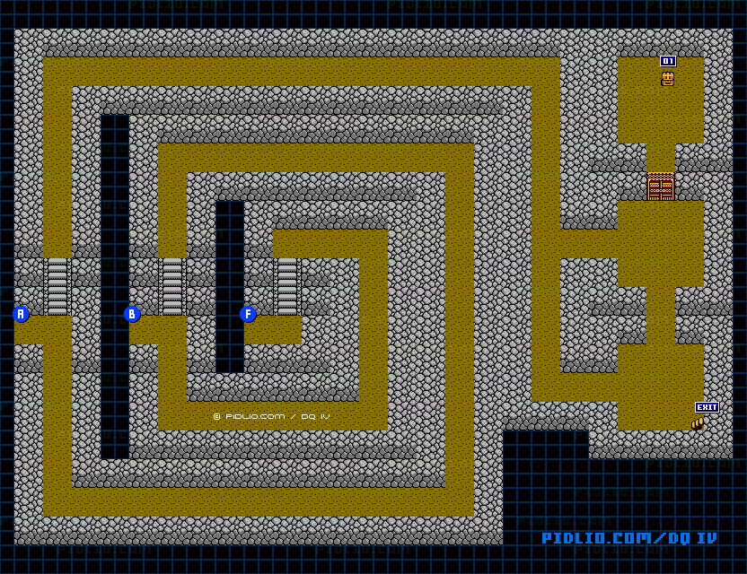 闇の洞窟B1のマップ画像 ／ FC版ドラゴンクエストIV攻略 ─ pidlio.com