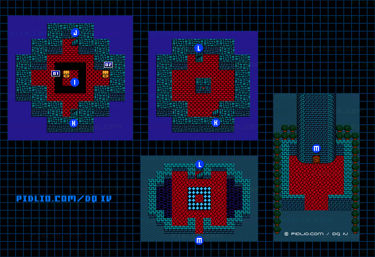 闇の洞窟・架け橋の塔2のマップ画像 ／ FC版ドラゴンクエストIV攻略 ─ pidlio.com