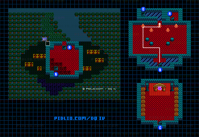 結界のほこら（南西・ギガデーモン）のマップ画像 ／ FC版ドラゴンクエストIV攻略 ─ pidlio.com