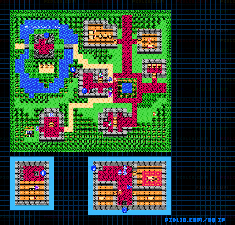 フレノールの町のマップ画像 / FC版ドラゴンクエストIV攻略 ─ pidlio.com