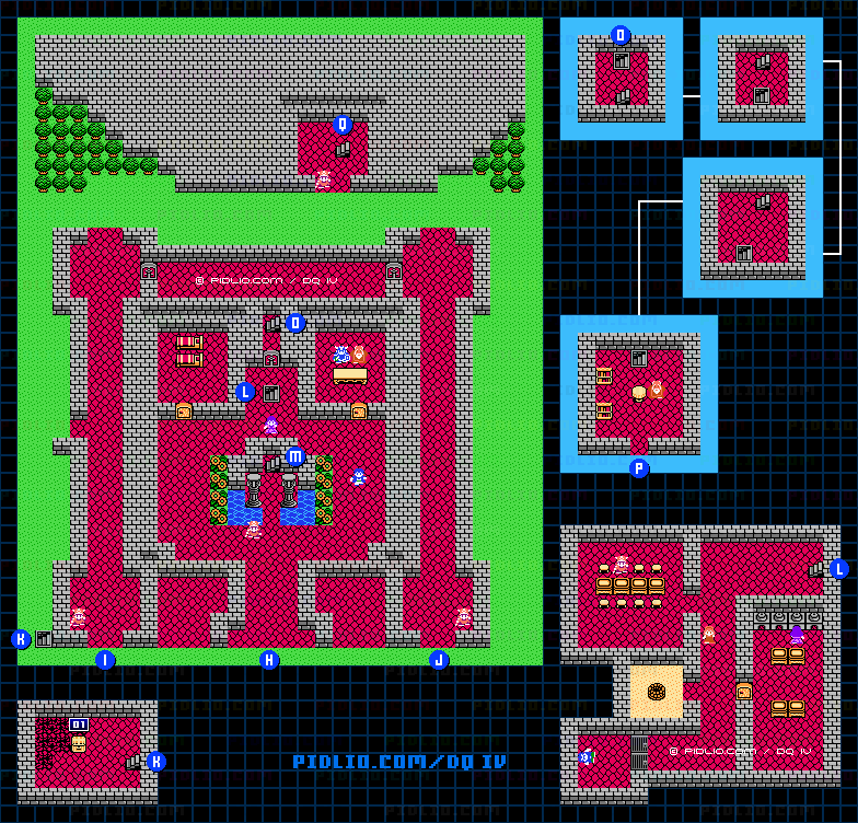 エンドール城・城内1のマップ画像 / FC版ドラゴンクエストIV攻略 ─ pidlio.com