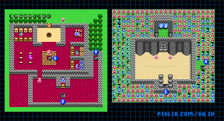 エンドール城・武術大会および結婚式の会場のマップ画像 / FC版ドラゴンクエストIV攻略 ─ pidlio.com