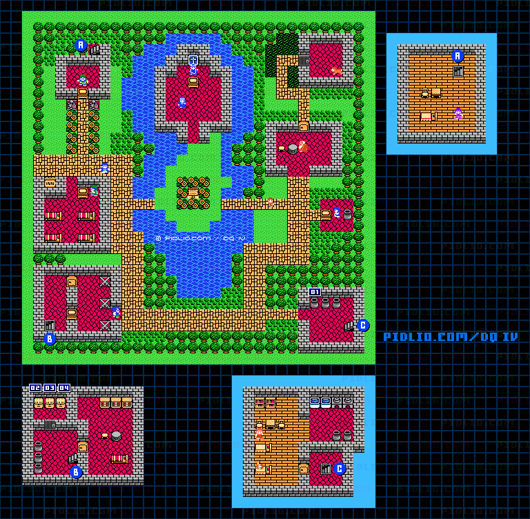 レイクナバの町のマップ画像 / FC版ドラゴンクエストIV攻略 ─ pidlio.com